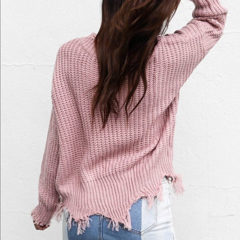 DISTRESSED V NECK SWEATER RESTOCK - Picture 5 of 6